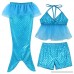 dPois Kids Girls' Mermaid Fancy Swimsuit Swimwear Halter Ruffled Tops with Mermaid Tail and Shorts 3Pcs Set Blue B07QFT1GL2